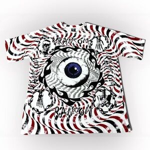 Ransom Eye See Everything Tee Trippy Oversized Skeleton Eyeball T Shirt Size L